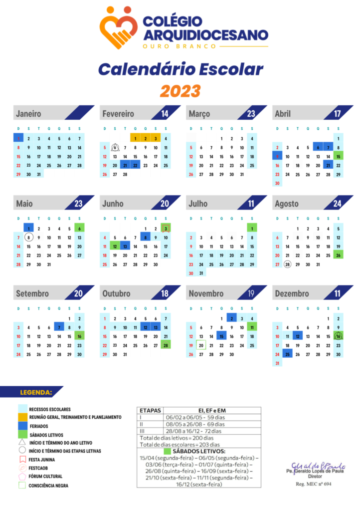 Datas ENEM 2023, Colégio Arquidiocesano Ouro Branco